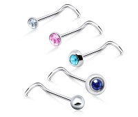 5 Silver Nose Stud Sets NSK-SET-12